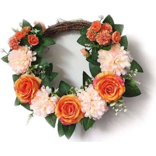 Artificial Rose Garland Rattan Ring Decoration Photography Props Wedding Wreath Flower Home Door Decoration Door Wreath
