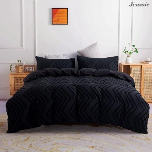Solid Color Bedding Set Black Grey Plaid Duvet Cover Queen King Size 220x240 Quilt Cover Microfiber Bedclothes For Boys Girls