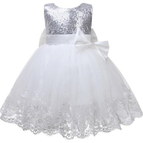 Sequin Lace Toddler Baby Girls Dress Wedding Gown Newborn Infant 1ST Birthday Baptism Dress Baby Girl Chirstening Dress