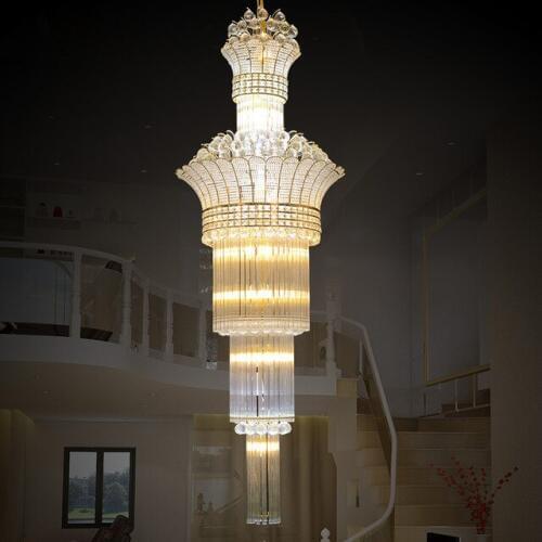 LED Modern Luxury Villa Hotel Large Engineering Crystal Ceiling Light Gold Europe Style Foyer Lamps Living Room DHL Free