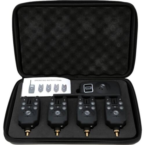 Lixada Wireless Fishing Bite Alarms Set Digital Fishing Alarm Kit LED Alarm Indicator Alert Bell Receiver with Zippered Box