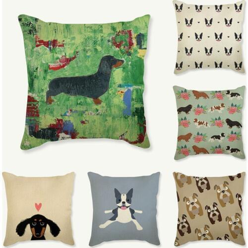 Dog Cute Nordic Animal Sofa Throw Pillow Cover Lovely Puppy Pattern Decoration Kids Nursery Art Room Square Chair Cushion Cover