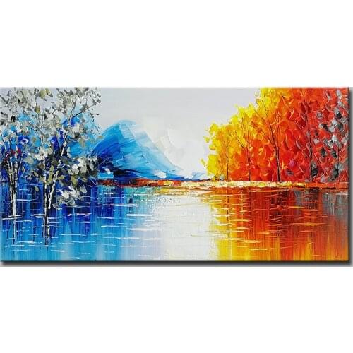 Mintura Hand Made Modern Abstract Landscape Oil Paintings On Canvas Wall Art Pictures For Live Room Home Decor Painting Unframed