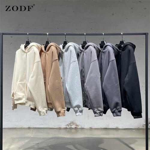ZODF New Design Men Winter Thick Worm Hoodies Loose Oversized Unisex Zipper Heavy Weight Hooded Sweatshirt Pullovers HY0261