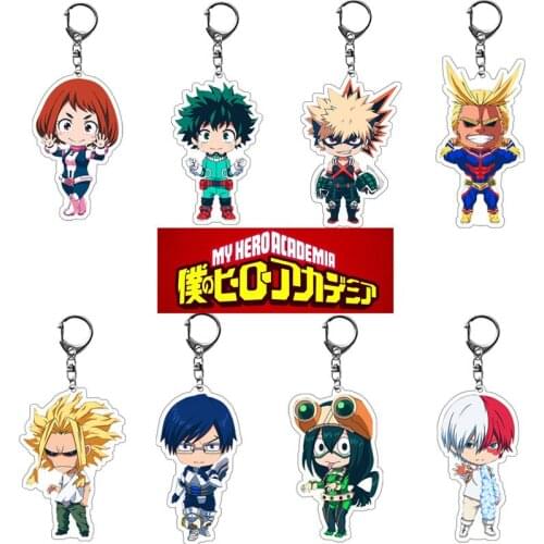 New Acrylic My Hero Academia Keychain Holder Cartoon Figure Key Chains Anime shingeki no kyojin Car Keyring Jewelry Fans Gift
