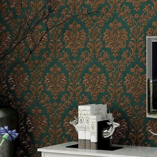 Beibehang papel de parede Retro European Damascus pvc Wallpaper AB Version 3D Living Room Bedroom TV Backdrop Vertical Streak