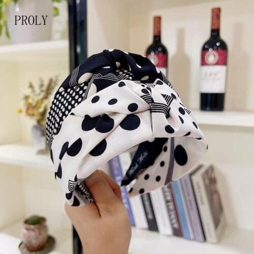 PROLY New Fashion Women Hairband Point Bohemia Headband Wide Side Cross Knot Turban Casual Soft Headdress Hair Accessories