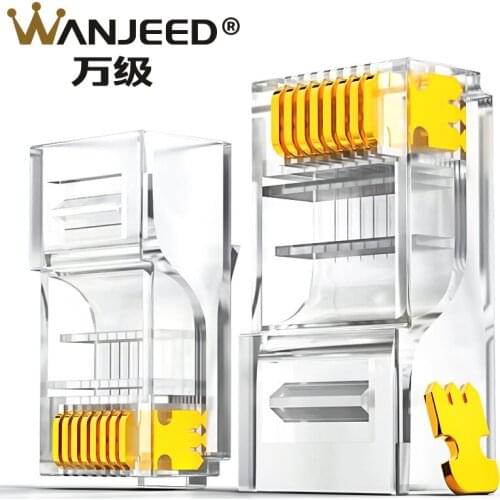 WANJEED RJ45 Connector CAT5E 8P8C 50U Gold-plated for CAT5E Lan Cable Use UTP Connector