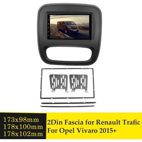 Double 2 Din Radio Fascia for Opel Vivaro for Renault Trafic 2015+ Car Stereo Frame Installation Dashboard Dash Kit Panel Bezel
