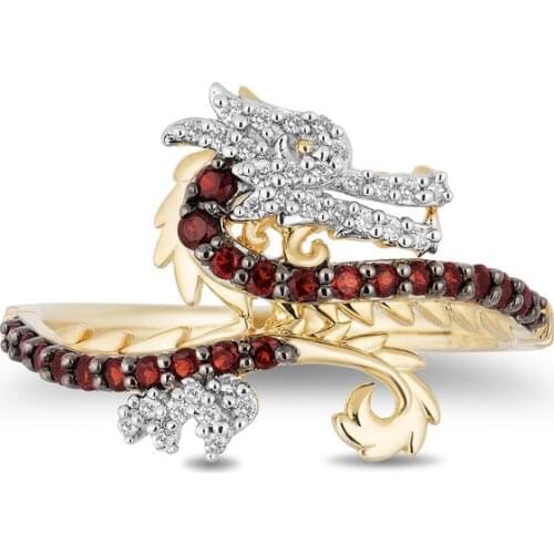 Luxury Crystal Dragon Finger Rings Minimalist Thin Gold Metal Paved CZ Red Rhinestone Women Wedding Rings anillos Bijoux Z3T547