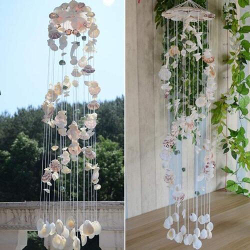 Garden Outdoor Natural Shell Wind Chimes Mediterranean Style Wind Chimes For Home Living Room Garden Decoration Gift Free Ship