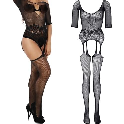 Porn Sexy Bodystockings Hot Underwear Lingerie Exotic Tight Bodysuit Baby Doll Women Fishnet Open CrotchCrotchless Teddies Mujer