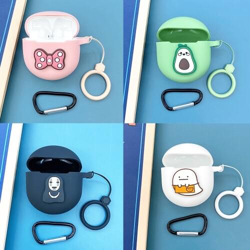 Cute Cartoon Silicone Case for Oneplus Buds TWS Case Bluetooth 5.0 Headphone Box Shockproof Protective Cover Headset Bag Keyring