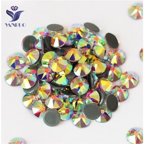 YANRUO 2088HF Crystal AB Rhinestones 8big 8 Small Crystals Hotfix Rhinestone Iron On Strass Hotfix Dress Needlework Crystals