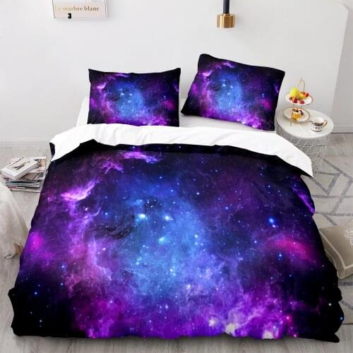 Space Galaxy Aurora Sunset Glow Bedding Set Single Twin Full Queen King Size Sky Stars Tree Bed Set Childrens Kid Duvetcover 33