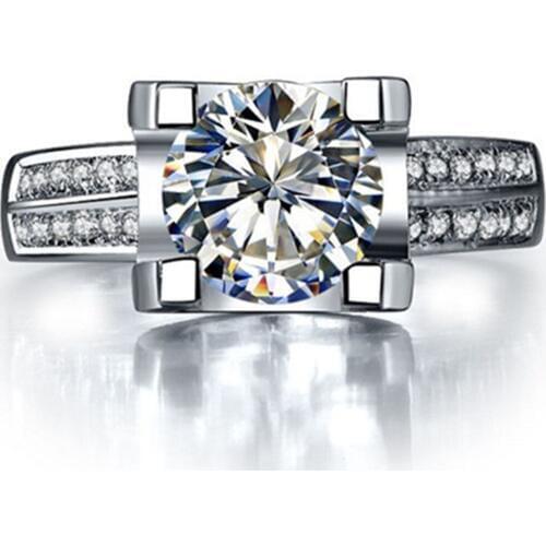 Test Positive Solid White Gold Ring 14k Jewelry 2CT Moissanite Ring Anniversary Carbon Ring Luxury Pave Engagement for Women