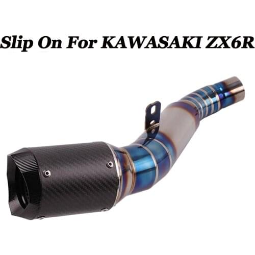 Titanium Alloy Slip-on Motorcycle Exhaust Muffler Middle Link Pipe Escape Moto For ZX6R ZX636 2009-2019 2010 2012