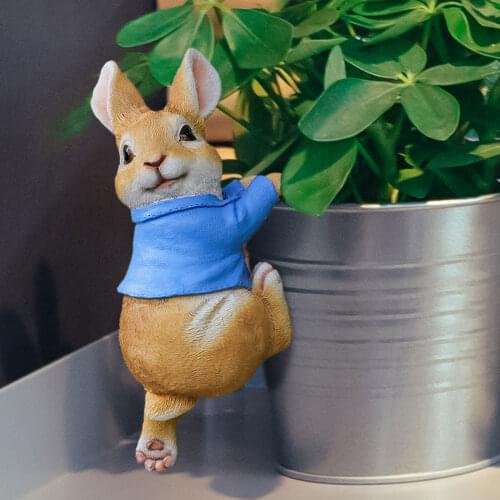 Funny Rabbit Statue Adorable Bunny Sculpture Resin Animal Figurine Decorative Ornament for Outdoor Fairy Garden Patio Yard Tree