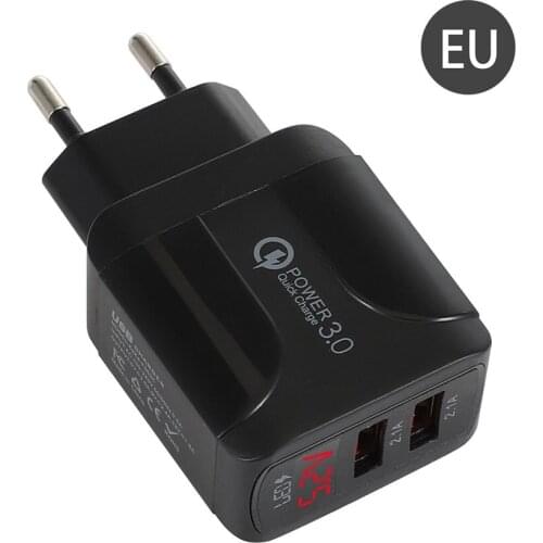 EU/US plug Phone Charger QC 3.0 Fast USB Charger For IPhone 12 Quick Charge For Mobile Phone Universal LED Phone Accessories