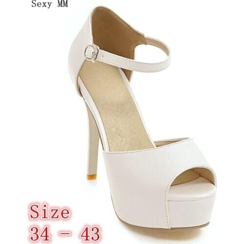 Summer Pumps Women Peep Toe High Heels Party Wedding Platform Gladiator Sandals Woman High Heel Shoes Plus Size 34 - 40 41 42 43
