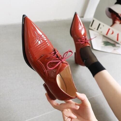 2020 new arrival single shoes women pumps lace up pointed toe spring summer comfortable casual shoes ladies big size 35-45