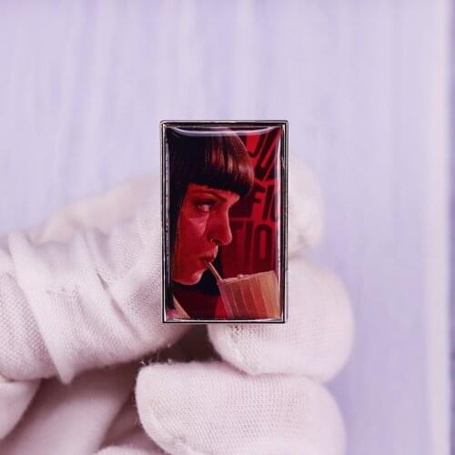 Pulp Fiction Mia Wallace Enamel Pin Art Movie Brooch Funny Girl Punk Badge Fashion Jewelry