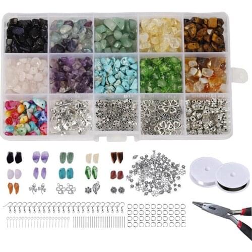 15 Grid Natural Gravel Box, Irregular Diy Jewelry Accessory Set, Hand Tool Box 18cm x 11cm x 2cm
