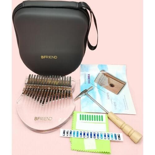 17-key Acrylic Kalimba Thumb Piano Mbira Sanza Transparent Crystal Thumb Piano Keyboard Musical Instrument with Tuning Hammer