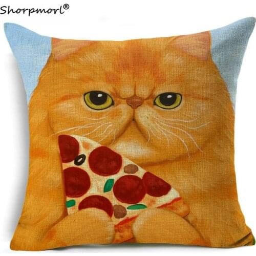 2021 Polyester Linen Cartoon Cat Cushion Cover Home Decorative Pillow Covers for Sofa Car Seat 45x45CM