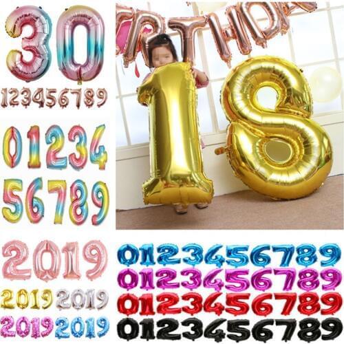 32 Inch Rose Gold Silver Number Balloon Figures Foil Float Air Inflatable Ball Birthday Party Wedding Decoration Kid Baby Shower