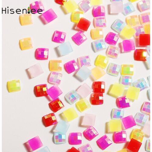 3D 2000PCS Hot Jelly Style Popular Square Grid Rhinestone Shiny AB Color Resin DIY Hot Nail Small Jewelry Accessories Decoration
