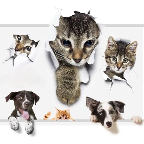 3D Cats and Dogs Car Sticker Cute Peep Decals Auto KK Vinyl Motorcycle Animal Window Bomb Pet Windshield Tuning Car PVC