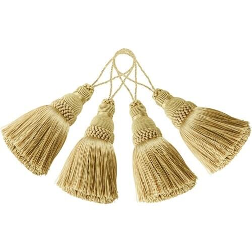 4pcs Home Decor Hanging Rope Silk Tassel Fringe Tassel Trim Decoration Key Tassels for DIY Embellish Curtain Accessories