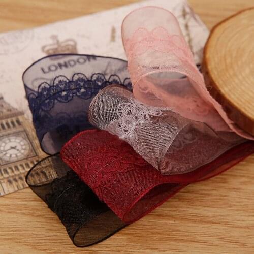 5 yards 25mm/40mm Lace Pattern Organza Stain Ribbon DIY Crafts Hair Bowknot packaging clothing hat Accessories