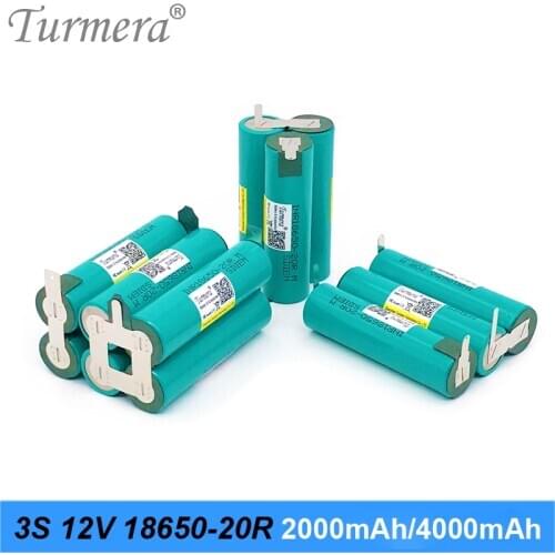 Turmera 3S 10.8V 12.6V INR18650-20RM 2000mAh 4000mAh 20A Battery Soldering Battery for Screwdriver Shrika and Vacuum Cleaner Use