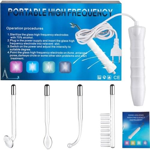High Frequency Skin Therapy Wand Machine Neon Acne Treatment Skin Tightening Wrinkle Reducing Dark Circles Puffy Eyes Hair Fol