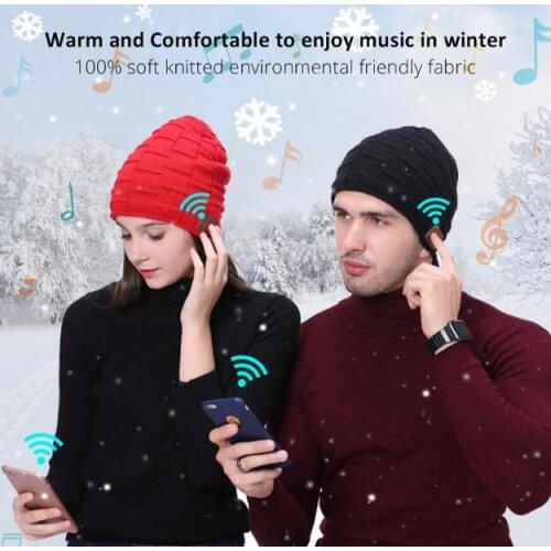 Wireless Bluetooth Earphone Music Hat With Mic Headset Winter Hat Women Men Warm Music Sports Hi-Fi Headset Caps