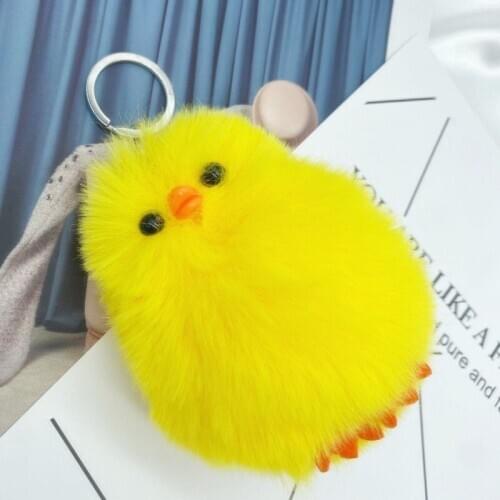 Duckling plush keychain bag pendant small yellow duck imitation Rex rabbit fur keychain