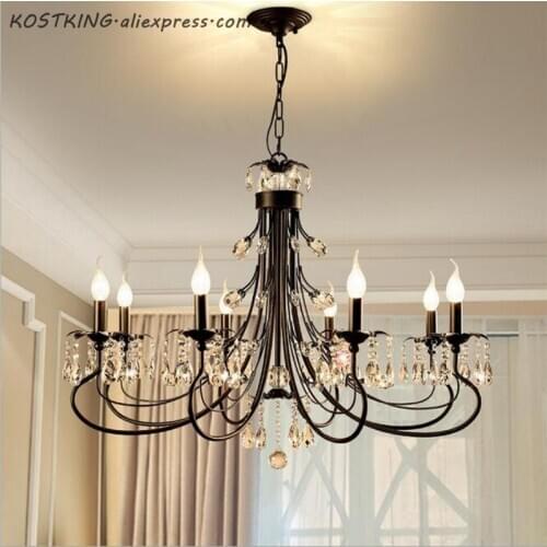 Black Crystal Chandeliers for Living Room Luminaires Chandeliers for Decoration Modern Luster for Living Room Lighting Fixture