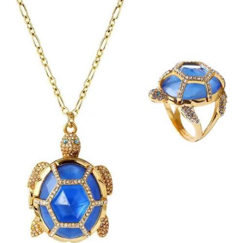 CSxjd Luxury fashion necklace High Quality Copper blue gem can be opened tortoise long necklace long necklace