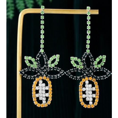 GODKI 62mm Trendy Multicolor Pineapple Earrings For Women Wedding Party Indian Dubai Bridal Jewelry boucle d'oreille femme Gift