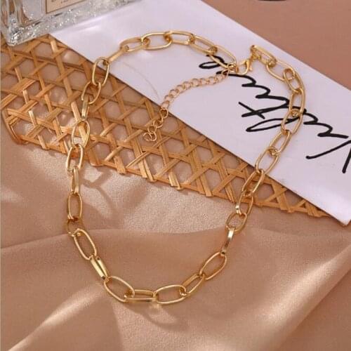 JINGLANG Fashion style retro punk style short thick chain clavicle chain necklace creative wild necklace