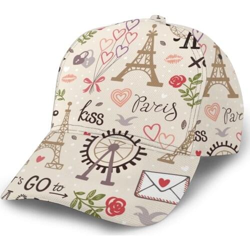Retro French Landmarks Of Roses Locks Eiffel Tower Sport Caps Baseball Hat Men Women Visor Cap Baseball Cap Street Hip Hop Caps