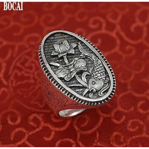 999 sterling silver ring restoring ancient ways men lotus have fish fine silver ring
