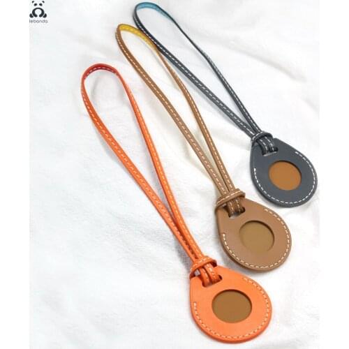 Leather bag charm leather string for Apple AirTag protective cover position tracker shell car key bag pendant chain anti-lost