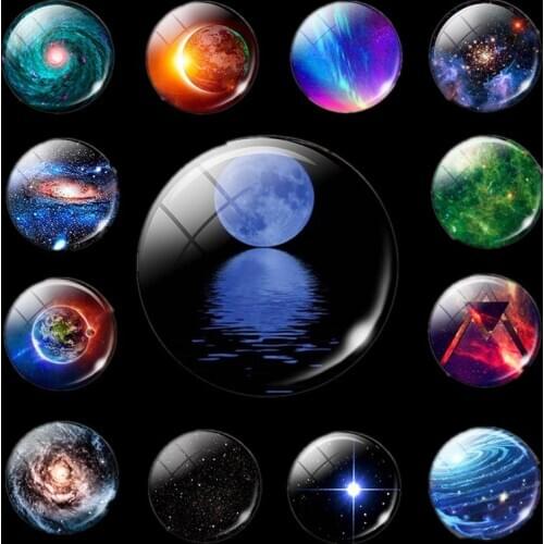 Moon Reflection In Water 3d Friend Magnets Nebula Glass Cabochon 30 Mm Refrigerator Magnetic Stickers Cosmic Space Home Decor