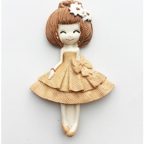 Fashion cute cartoon fashion little girl three-dimensional handmade painted home decoration crafts magnetic refrigerator magnet