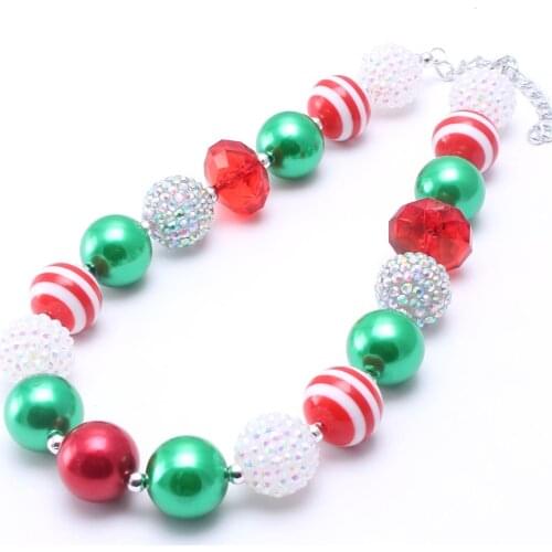 MHS.SUN Christmas Style Kids Girls Chunky Beads Necklace Fashion Child Bubblegum Necklace Festival Party Jewelry Gifts