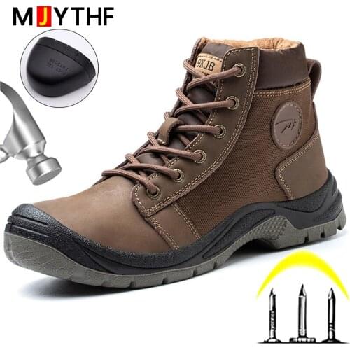 High Quality Men Work Shoes Boots Indestructible Shoes Anti-puncture Safety Shoes Boots Hiking Shoes Steel Toe Army Boots Male