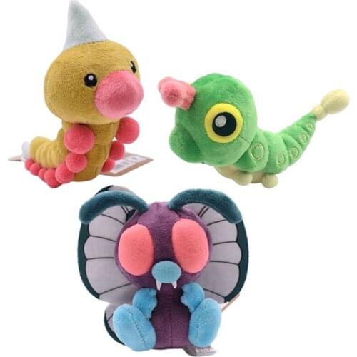 Pokemon Stuffed Plush Toys Caterpie Weedle Butterfree Cartoon Anime Cute Plushie Animals Doll Children Toys Birthday Gifts 16cm